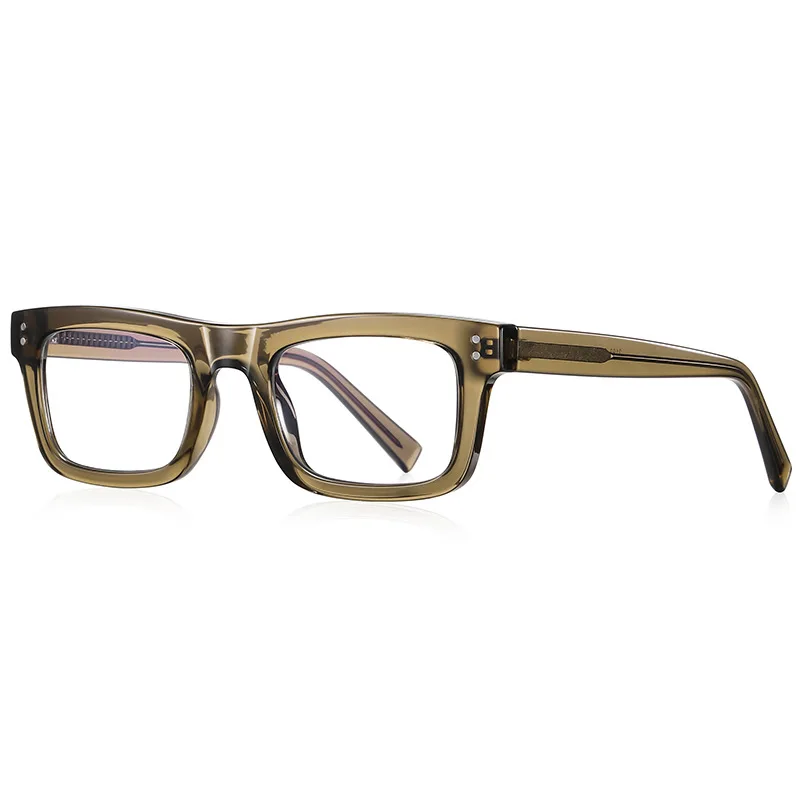 Men's Square-rimmed Glasses TR90 Texture Plain Glasses - C5 Transparent Blue Frame