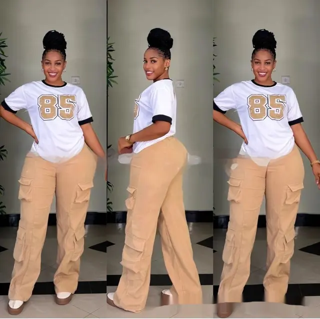 Casual Fashion Simple Loose Two piece Pants Camel Khaki - Shop at LoveMi
