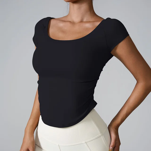 Tight Sports Short Sleeve Running Training Quick drying Black - Shop at LoveMi