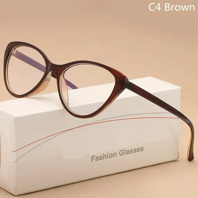 Fashion Cat Eye Glasses Frame Retro Trendy Artistic Noodle Tea - Shop at LoveMi