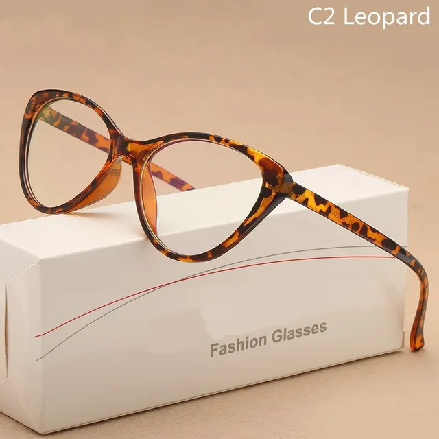 Fashion Cat Eye Glasses Frame Retro Trendy Artistic Yellow Leopard Print - Shop at LoveMi