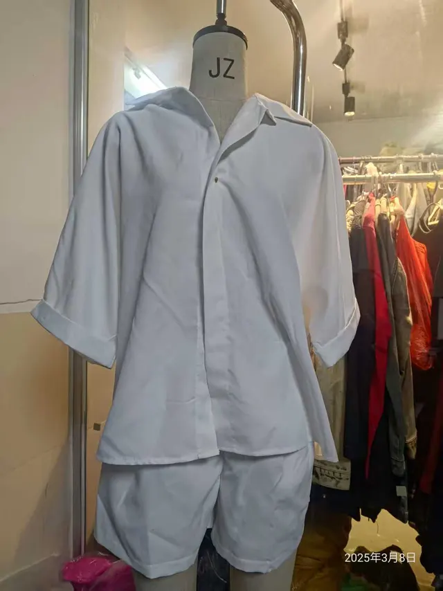 Fashion Polo Collar Half Sleeve Top And Shorts Two piece Set White - Shop at LoveMi