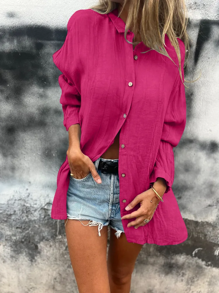 Women's Single Row Multi buckle Shirt Top Magenta M - Shop at LoveMi