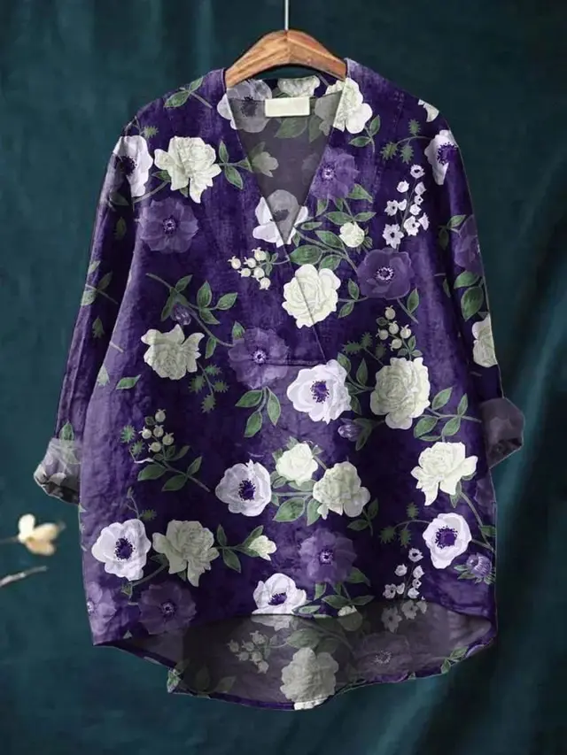 Fashion Digital Printing Large Wide V neck Top N11 - Shop at LoveMi