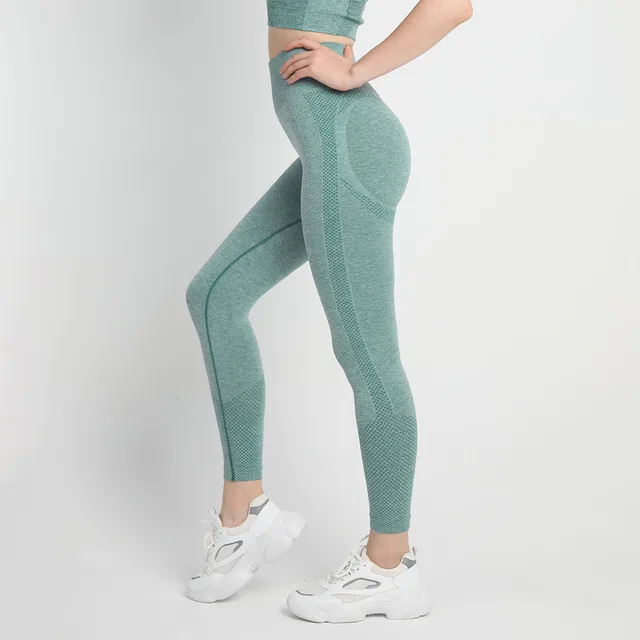 Seamless Dots Peach Hip Yoga Pants Women Dark Green - Shop at LoveMi