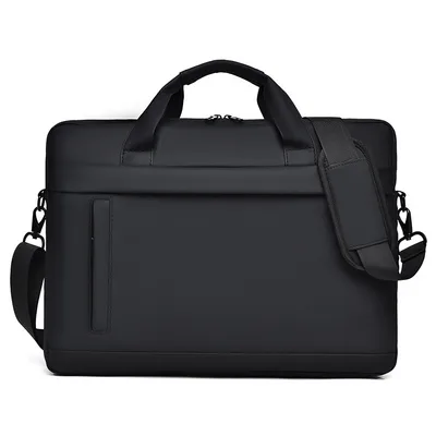 Cross Border Men's Laptop Briefcase Large Capacity Business Notebook Simple Crossbody Laptop Bag Black - Shop at LoveMi
