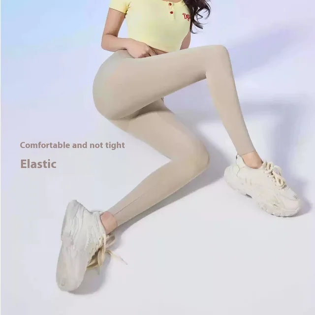 High Waist Shark Pants Belly Compression Leggings Outer Wear Brown - Shop at LoveMi