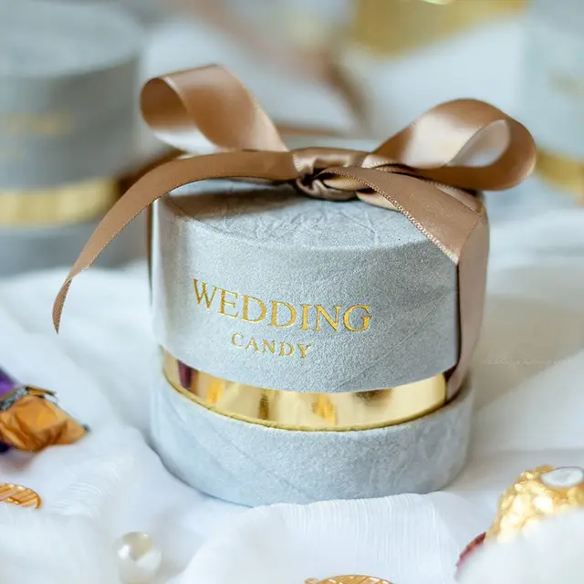 Velvet Cloth Wedding Simple Mori Gift Box Light Gray - Shop at LoveMi