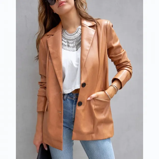 Casual Fashion Three color Leather Coat Brown New Style - Shop at LoveMi