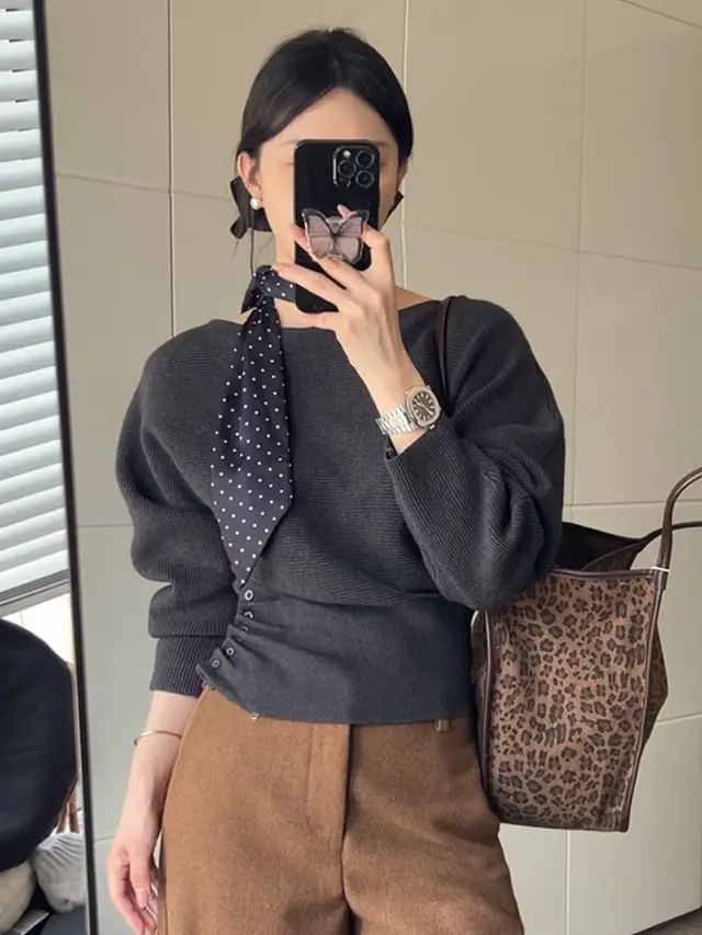 Women's Knitwear Spring And Autumn New High Sense Idle Style Dark Gray - Shop at LoveMi