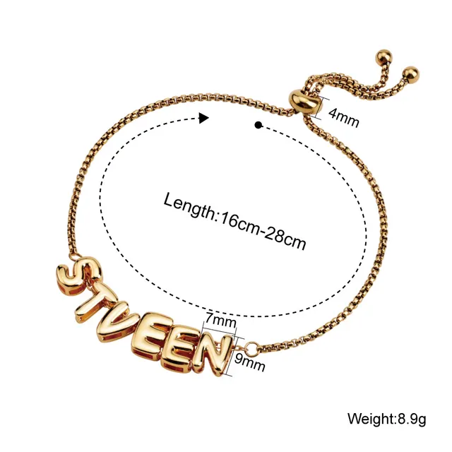 Letter Stretchable Bracelet 26 English Combination Wax Rope Bracelet Gold - Shop at LoveMi