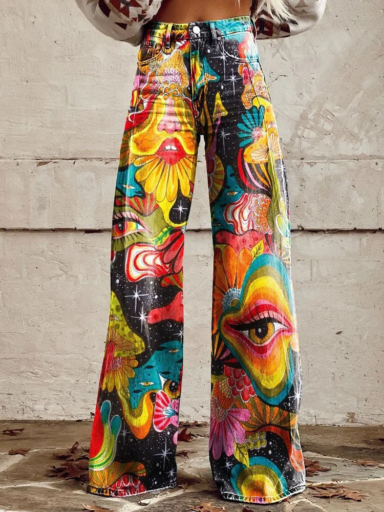 Horn Simulation Denim Trousers Loose Pants For Women Z8 M - Shop at LoveMi