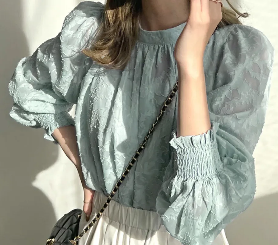 Lace Top Sun Protection Shirt - Sky Blue