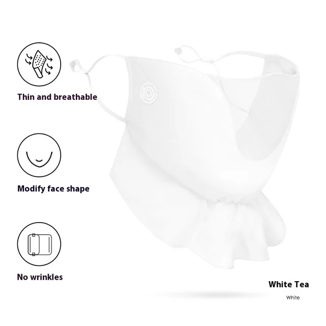 Women's Outdoor Driving Cycling UV proof Chiffon Sunscreen Mask Upgraded Style White - Shop at LoveMi