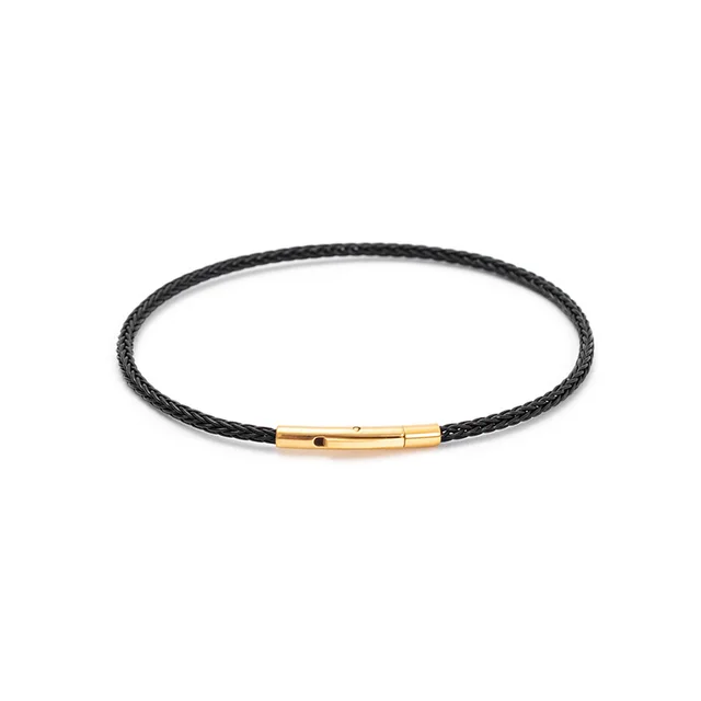 Snap Button Gold DIY Beaded 2MM Wire Rope Bracelet Black - Shop at LoveMi