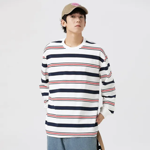 Fashion Brand Couple Bottoming Shirt White And Red Stripe - Shop at LoveMi