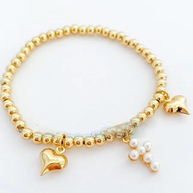 Heart Cross Zircon Bead Bracelet Crossandheart - Shop at LoveMi