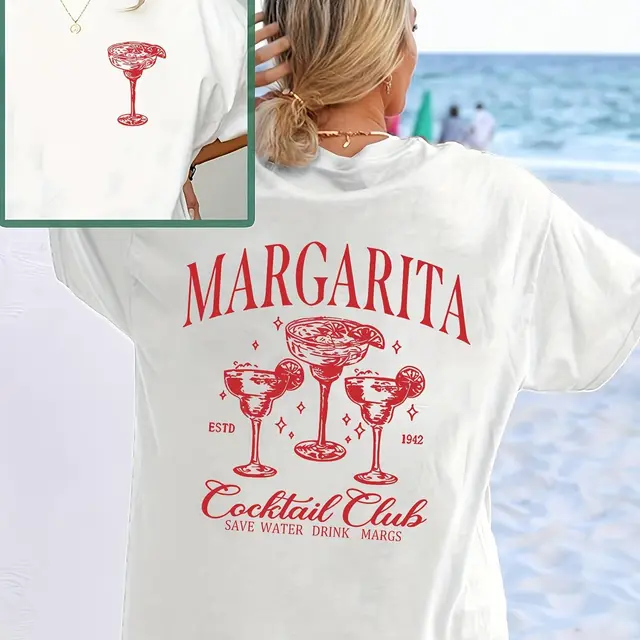 Letter Printed Round Neck T shirt Fashion Casual Women White - Shop at LoveMi