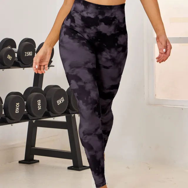 European And American Digital Printing Women's Fitness Seamless Bra Shorts Trousers Black Trousers - Shop at LoveMi