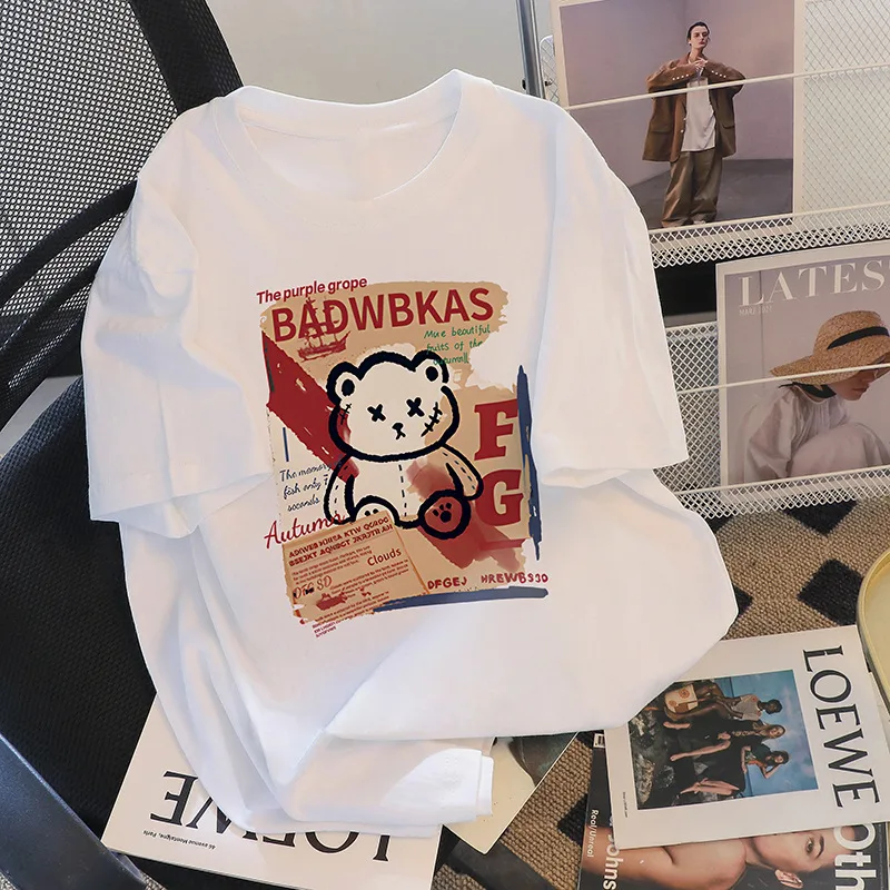 Women's Cartoon Print Bandage Dress Inner Wear T shirt Funny Bear - Shop at LoveMi