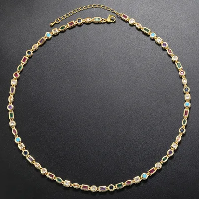 European And American Color Diamond Bracelet Necklace For Women Gold Necklace - Shop at LoveMi