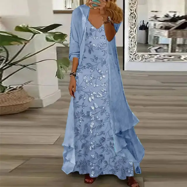 Fashion Temperament Female Idle Style Dress Suit Blue - Shop at LoveMi