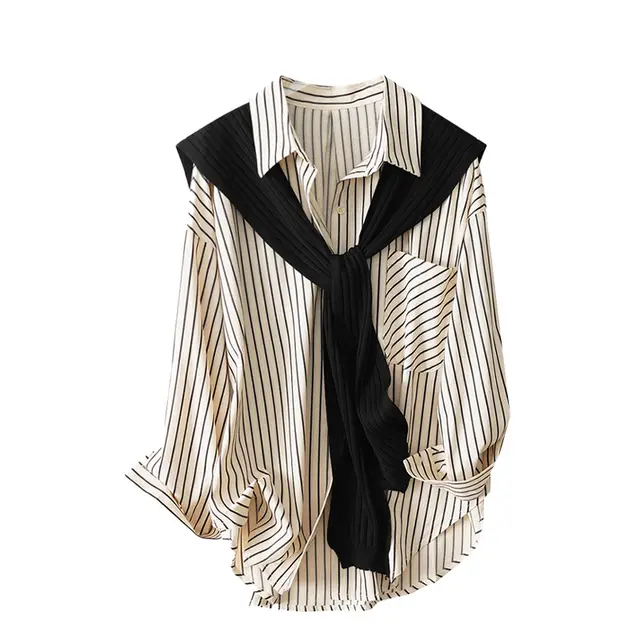 Large French Shawl Shirt For Women Black - Shop at LoveMi