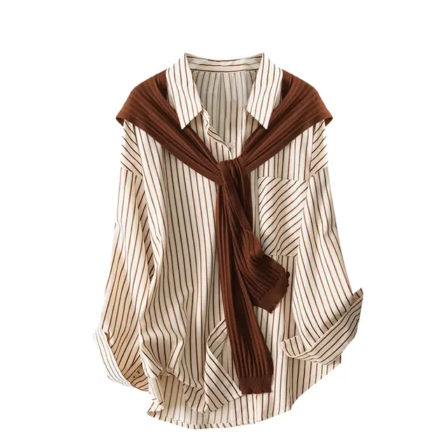 Large French Shawl Shirt For Women Coffee - Shop at LoveMi