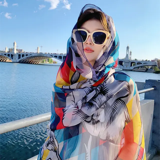 Beach Travel Long Outer Match Shawl Colorful Rhombus - Shop at LoveMi