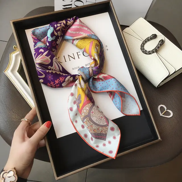 Retro Easy Matching Spring And Summer High grade Printed Women's Professional Scarf Colorful Purple - Shop at LoveMi