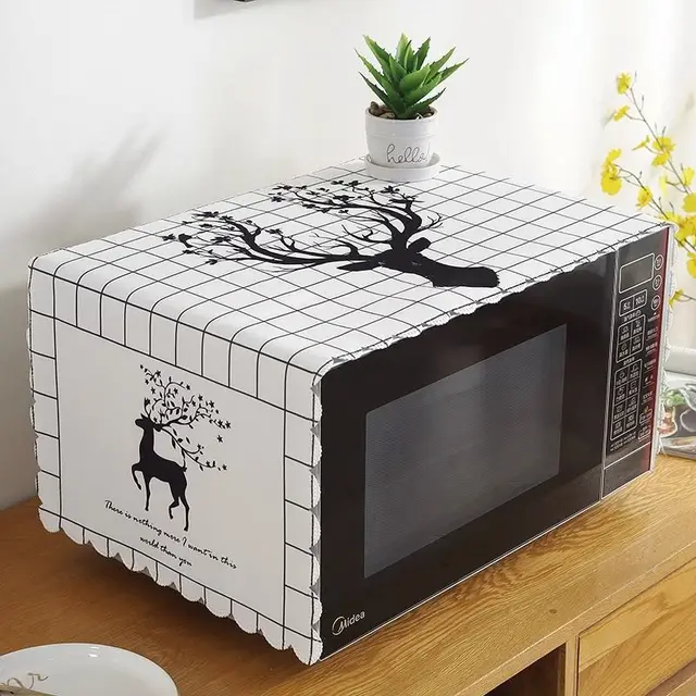 Kitchen Household Oil proof Thickening Microwave Oven Dust Cover White Plaid Elk - Shop at LoveMi