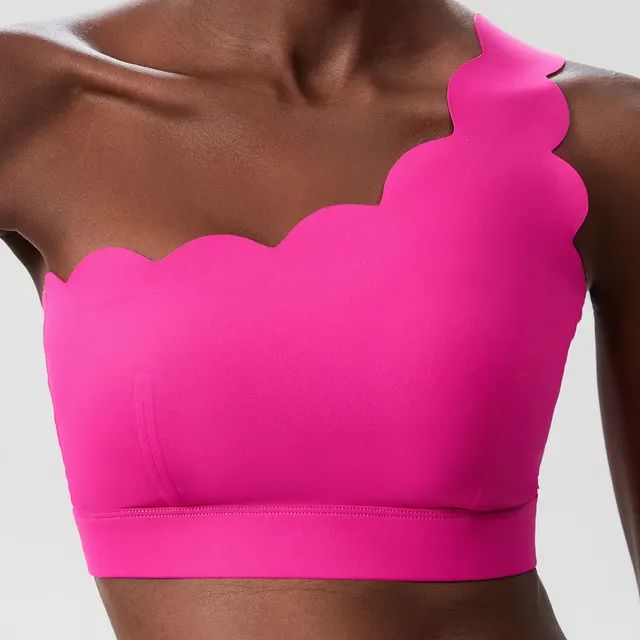 Small Wave One Shoulder Sports Underwear Female Plus Size Rosy Red - Shop at LoveMi