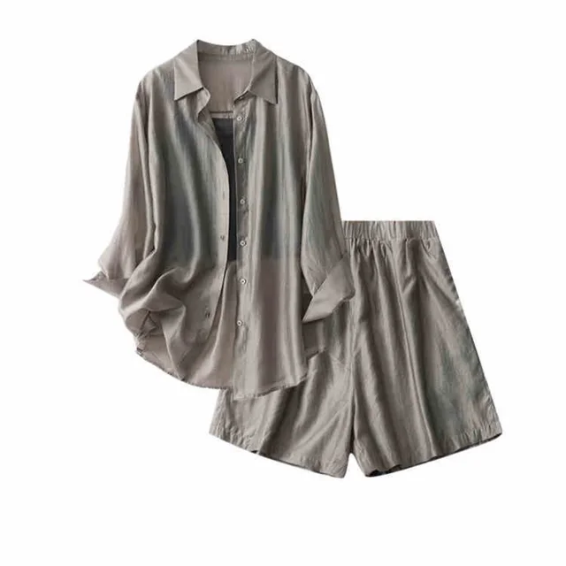 A Complete Set Of Plus Size Age Reduction Outfits For Women Grey - Shop at LoveMi