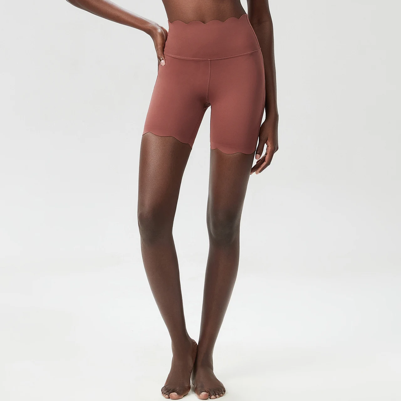 Small Wave High Top Sports Fitness Skinny Yoga Pants Women - Coral Jade