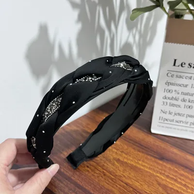 Headband High Skull Top Retro Black Full Diamond Broken Hair Black Crystal Twist - Shop at LoveMi