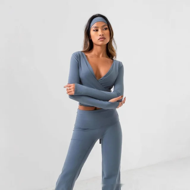 Spring Sports Workout Long Sleeve Yoga Clothes Blue - Shop at LoveMi