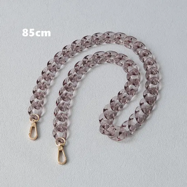 Fashion Color Transparent Fishbone Acrylic Resin Necklace Gray 85Cm - Shop at LoveMi