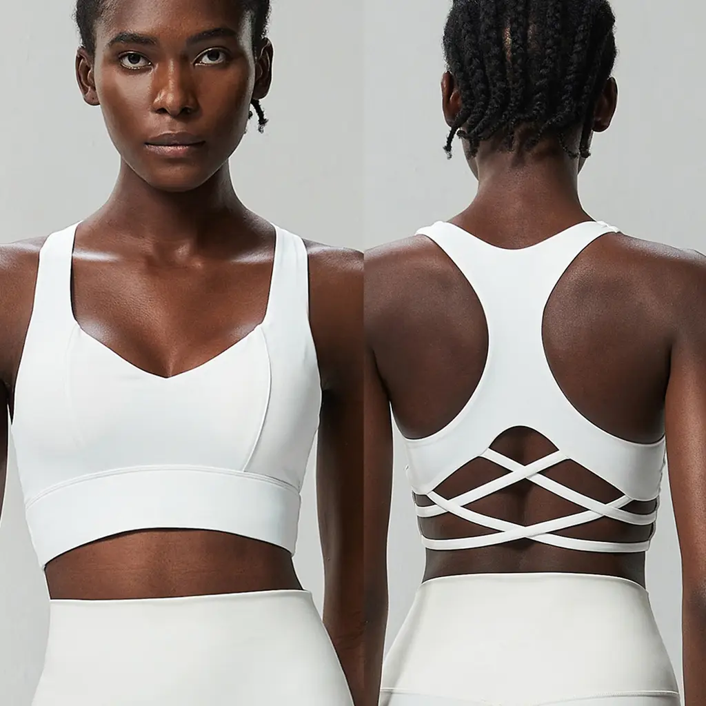 Women's Solid Colour French I-shaped Sports Vest - White