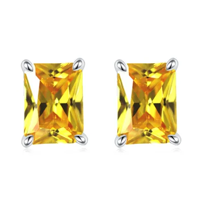 Rectangular Colored Gems High grade Twelve Birthstone Stud Earrings Golden November - Shop at LoveMi