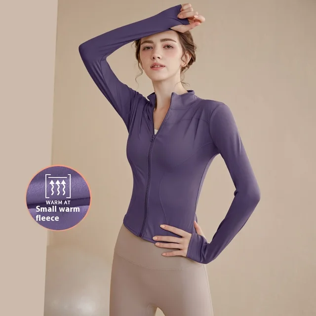 Fleece lined Stand Collar Top Sports Coat For Women Amethyst - Shop at LoveMi