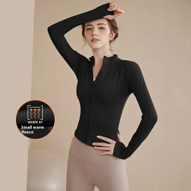 Fleece lined Stand Collar Top Sports Coat For Women Black - Shop at LoveMi