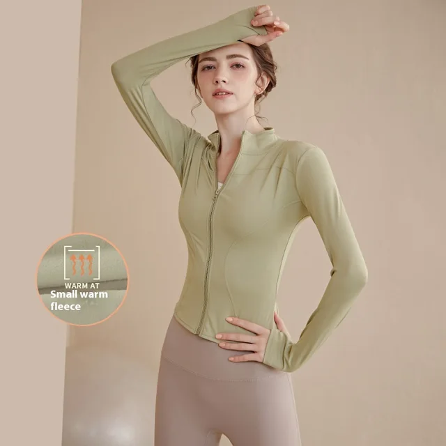 Fleece lined Stand Collar Top Sports Coat For Women Gray Green - Shop at LoveMi