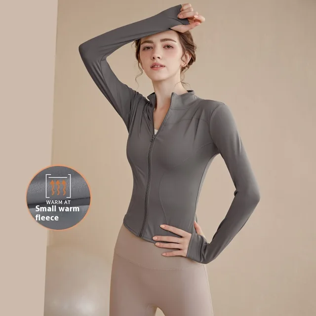Fleece lined Stand Collar Top Sports Coat For Women Gray - Shop at LoveMi