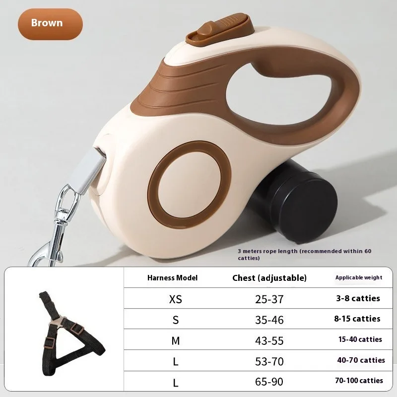 Dog Automatic Retractable Leash Explosion proof Medium And Large Out Dog Chain With Trash Can Pet Dog Leash Brown 3 M Trash Can - Shop at LoveMi