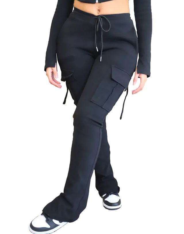 Women's Casual Tight Sportswear Multi pocket Top Pants Suit Black Pants - Shop at LoveMi