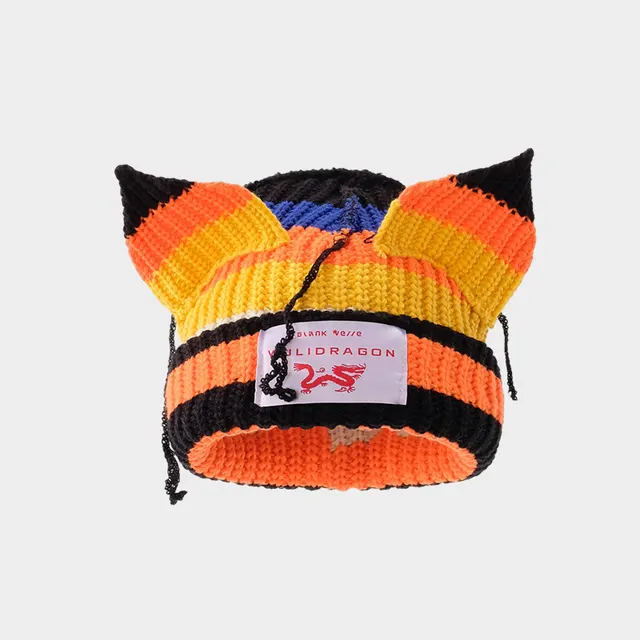 Woolen Cap Warm Ear Protection Cute Lady Yellow Orange Black - Shop at LoveMi