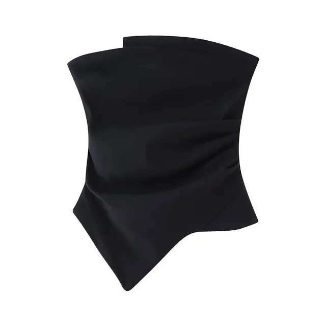 New Street Fashion Pleated Decorative Tube Top For Women Black - Shop at LoveMi