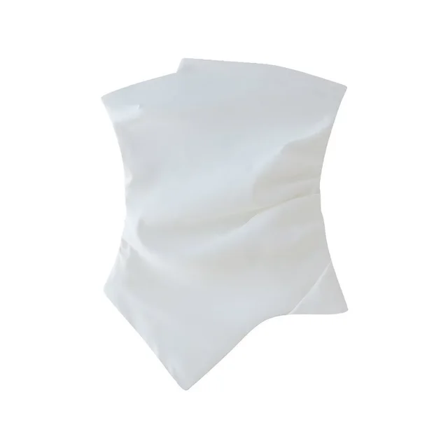 New Street Fashion Pleated Decorative Tube Top For Women White - Shop at LoveMi