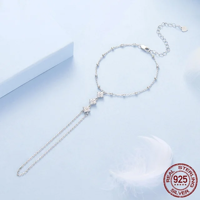 Fashion Ring Chain Bracelet Car Accessories S925 Sterling Silver Bracelet Bsb202 - Shop at LoveMi