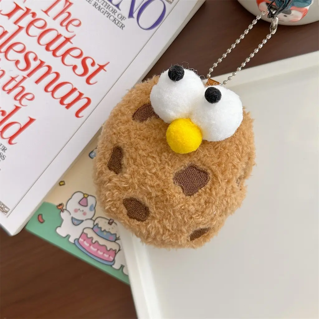 Cartoon Plush Blush Little Bunny Will Call Figurine Doll Pendant Keychain - Khaki Big Eye Pendant